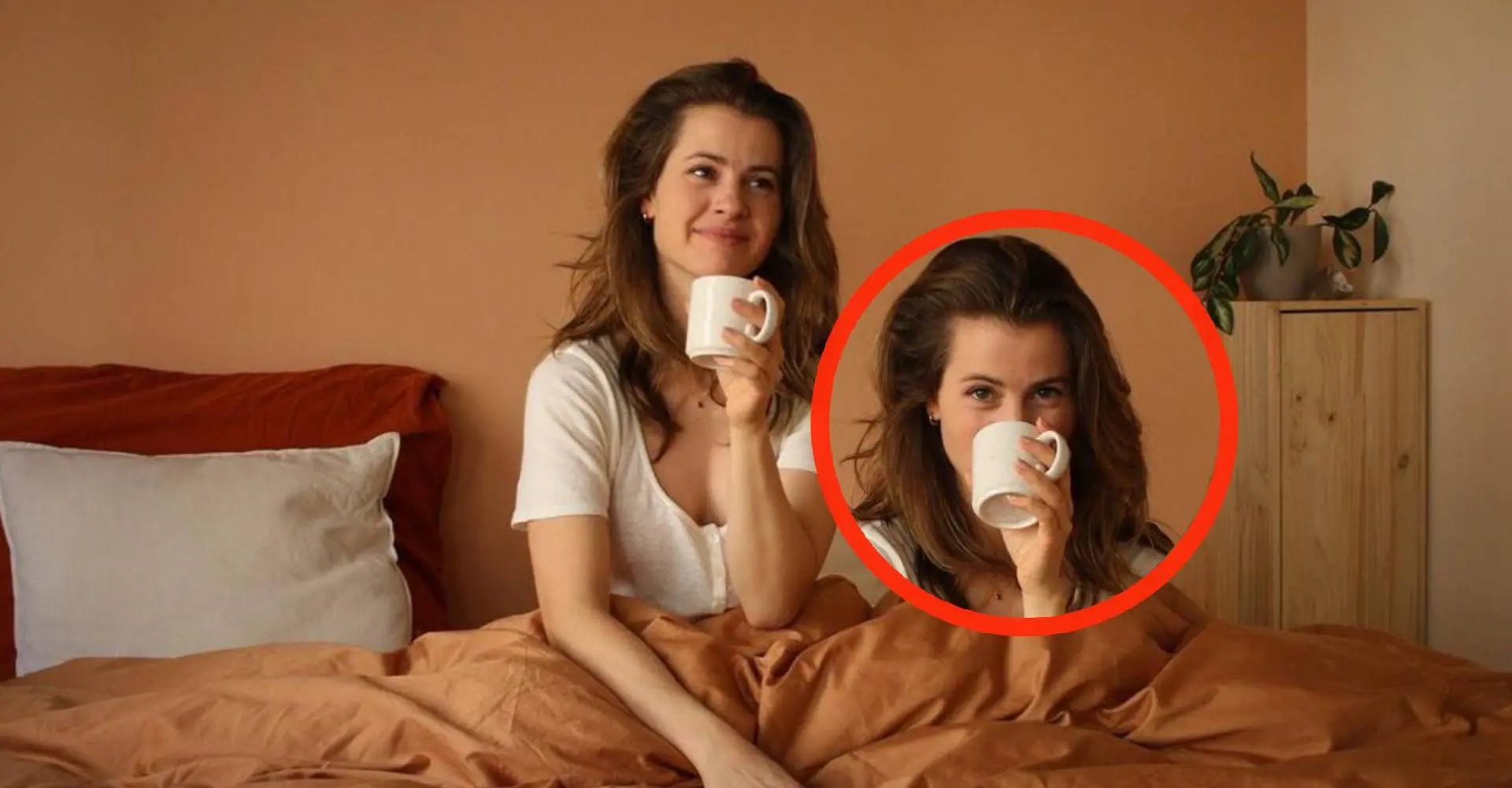 foto luchtig geklede cecilia adoree krijgt bezoek in bed