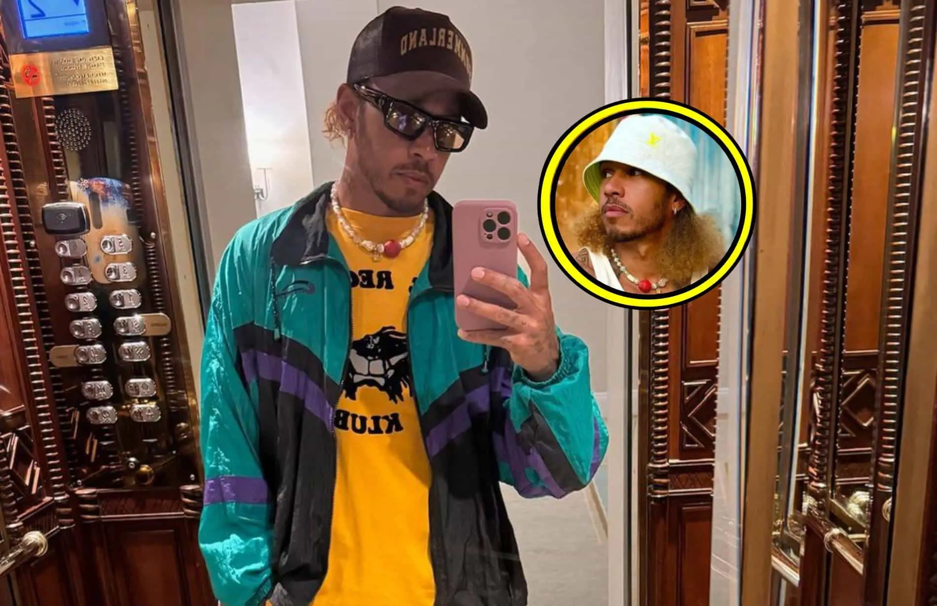 Foto: Lewis Hamilton gebruikt paddock als catwalk en baart opzien met doorschijnend t-shirt