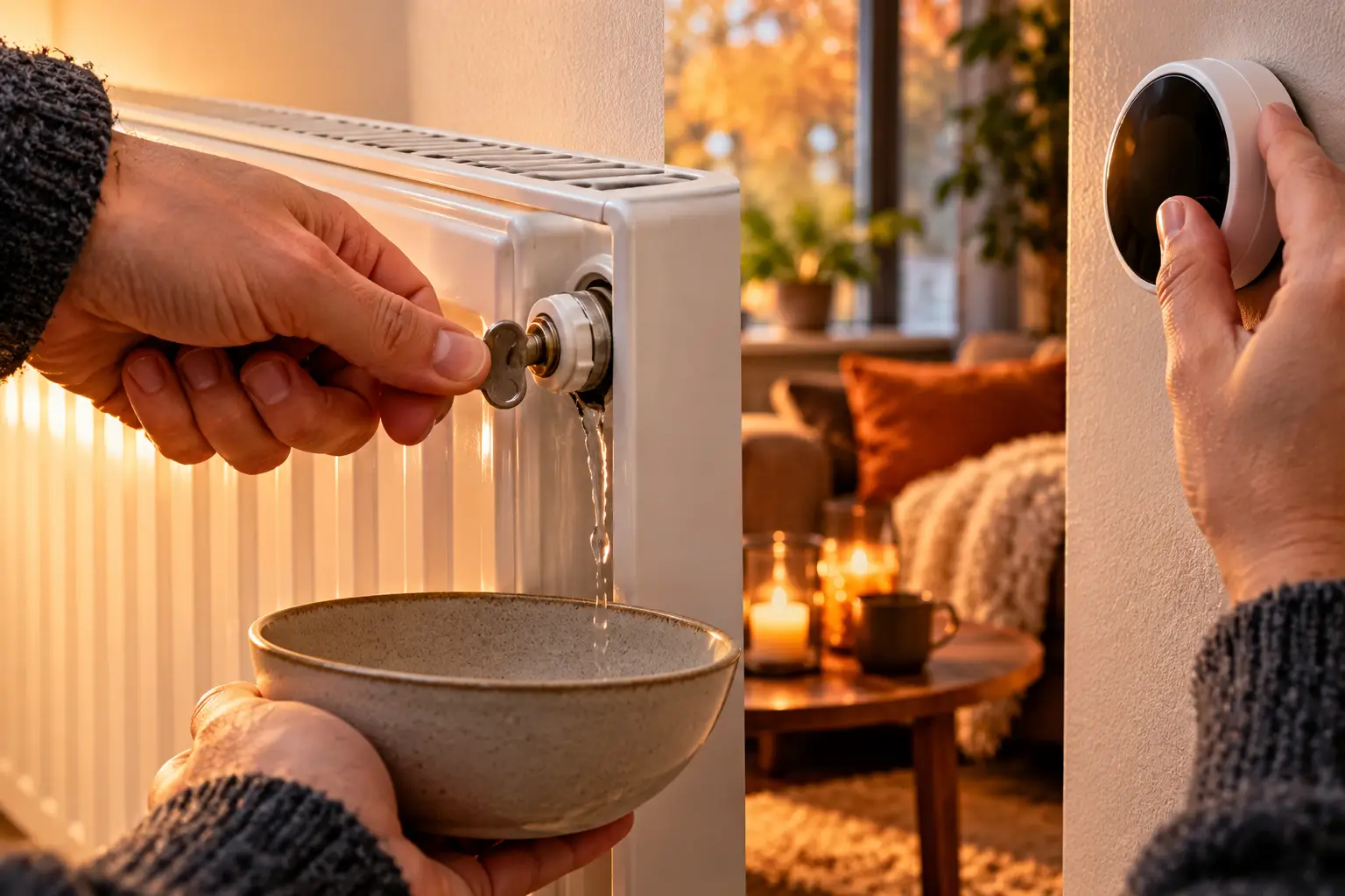 Cozy Radiator Maintenance Scene