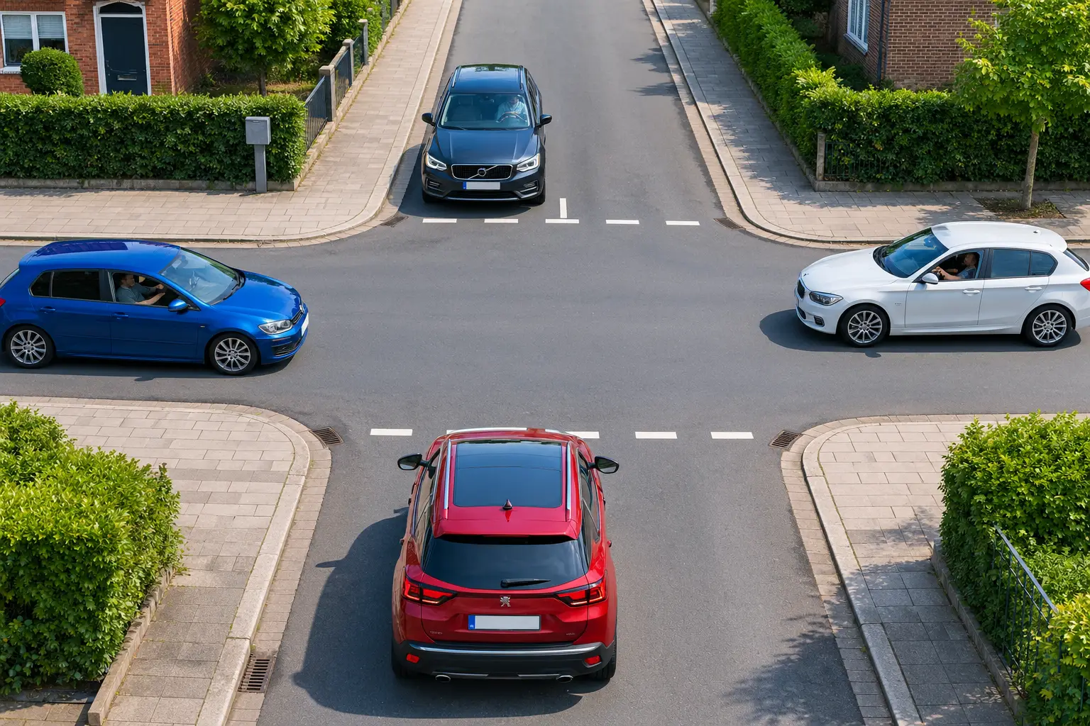 Four-Way Suburban Intersection