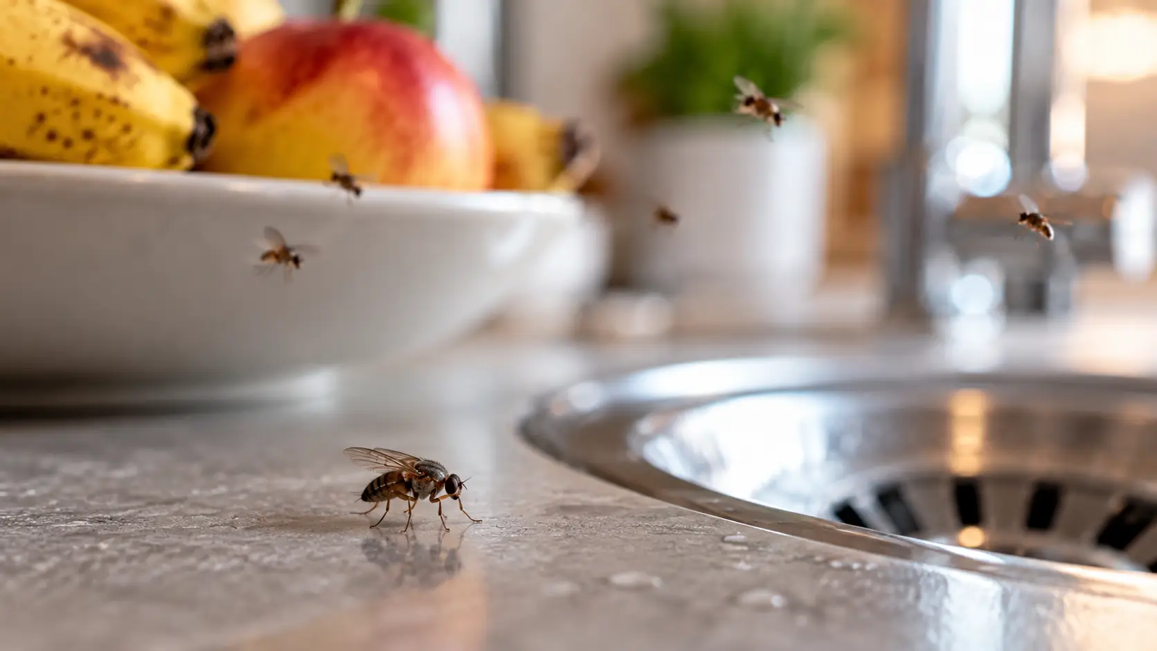 Fruit Fly on Kitchen Counter
