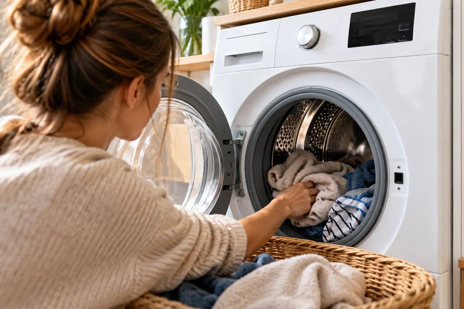Modern Laundry Day with Open Washer