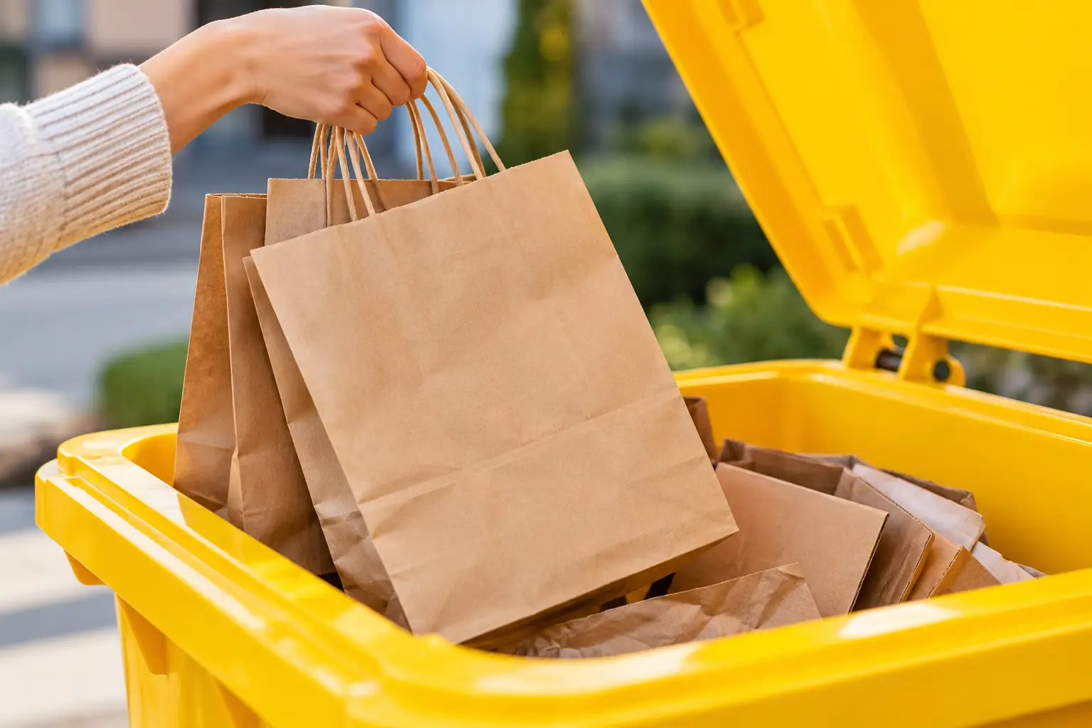 Recycling Paper Bags Outdoors