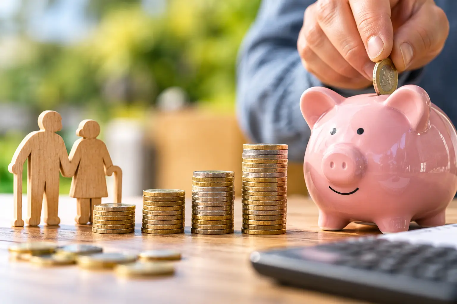 Retirement Savings Piggy Bank and Coins