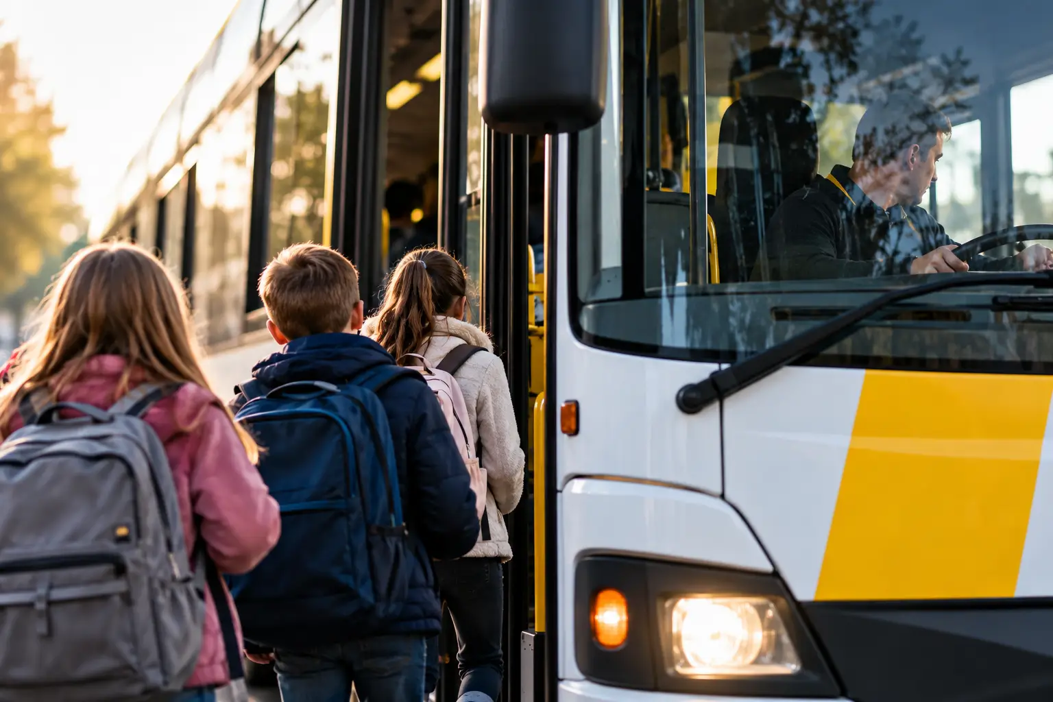 Schoolchildren Boarding the Bus