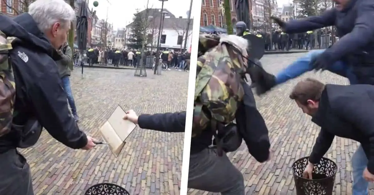 Voorman van Pegida aangevallen na verbranden koran in Arnhem (BEELDEN)