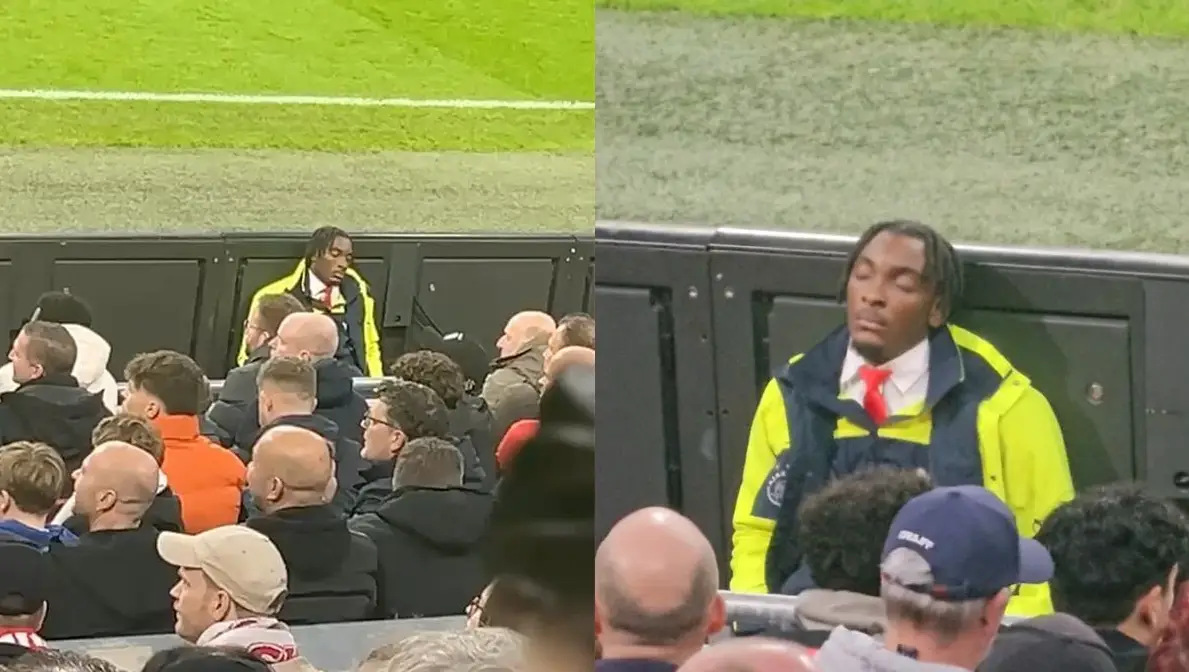 Steward valt in slaap tijdens de Ajax legends wedstrijd tegen Real Madrid