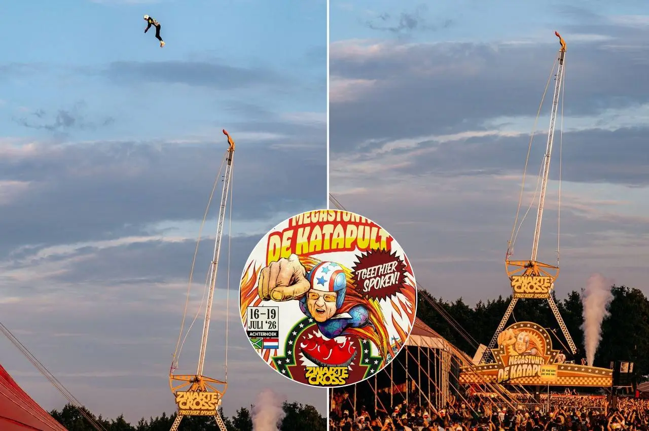 De Katapult megastunt op de Zwarte Cross met stuntman in de lucht