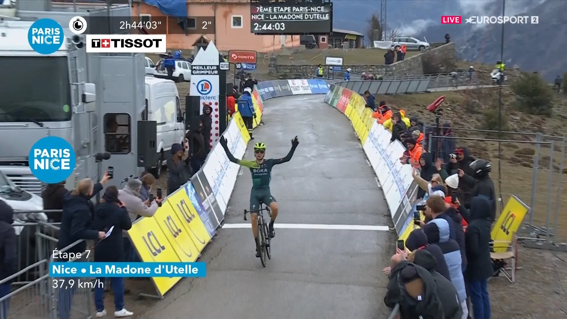 BORAs Aleksandr Vlasov siegt auf dem Madone d'Utelle bei Paris-Nice 2024; Brandon McNulty behält das Gelbe Trikot, verliert aber Zeit