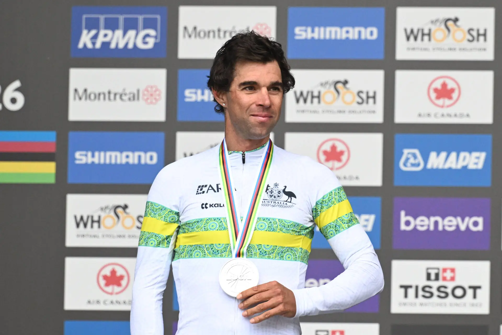 Michael Matthews auf dem Podium der Weltmeisterschaften 2026 in Montreal