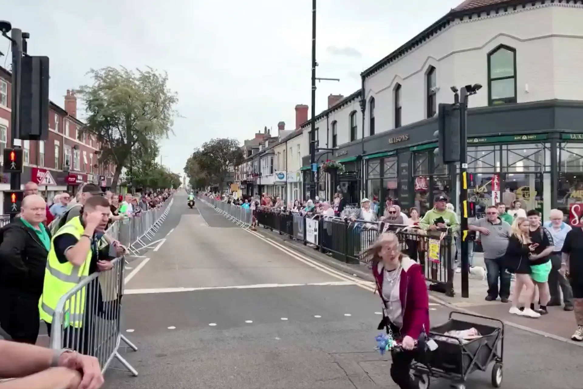 Tour of Britain spectator near miss