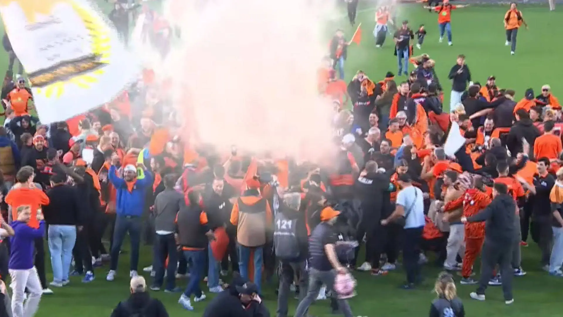 Narbonne fans celebrating following promotion to Pro D2