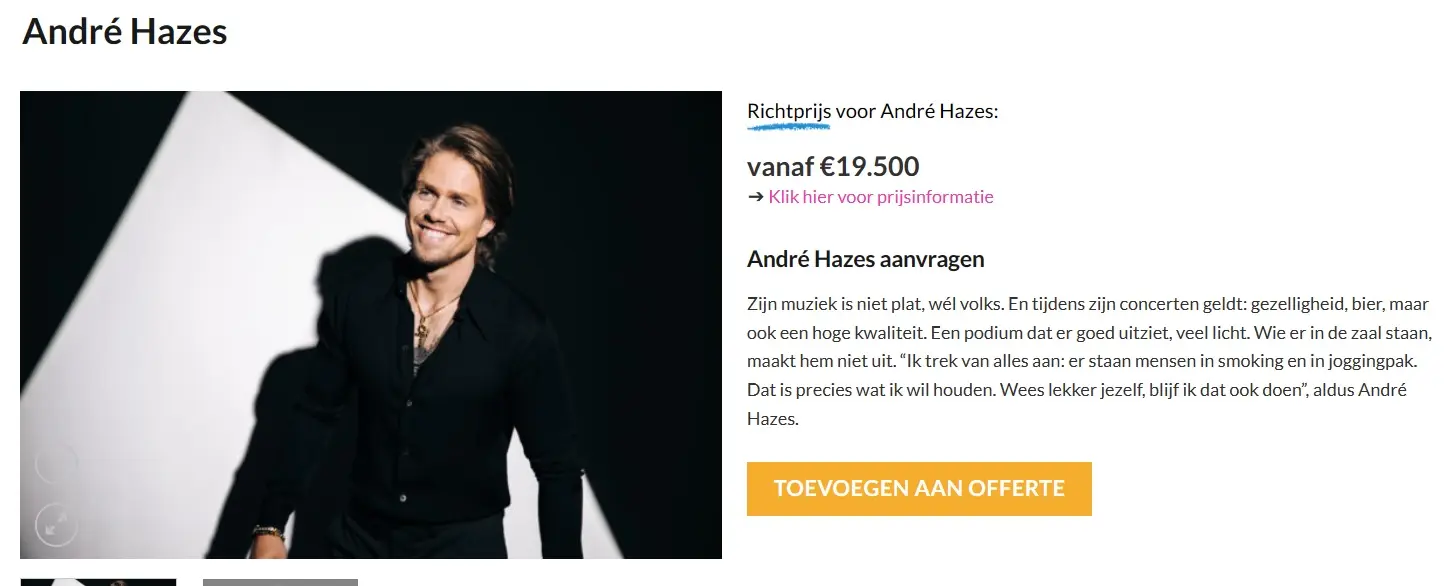 Dit bedrag eist André Hazes voor een optreden van 30 minuten