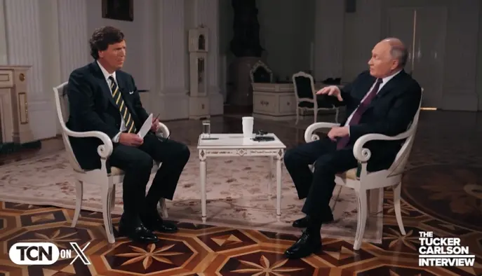 -Kijktip!- Poetin bij Tucker Carlson: Een les in Realpolitik