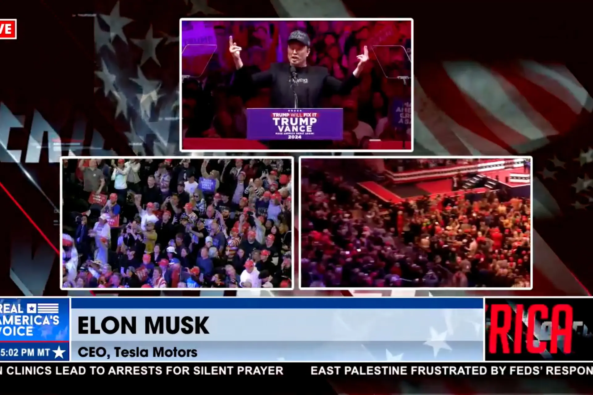Filmpjes! Steroptredens bij Donald Trump in New York. Elon Musk, Dr Phil en Tucker Carlson gaan LOS