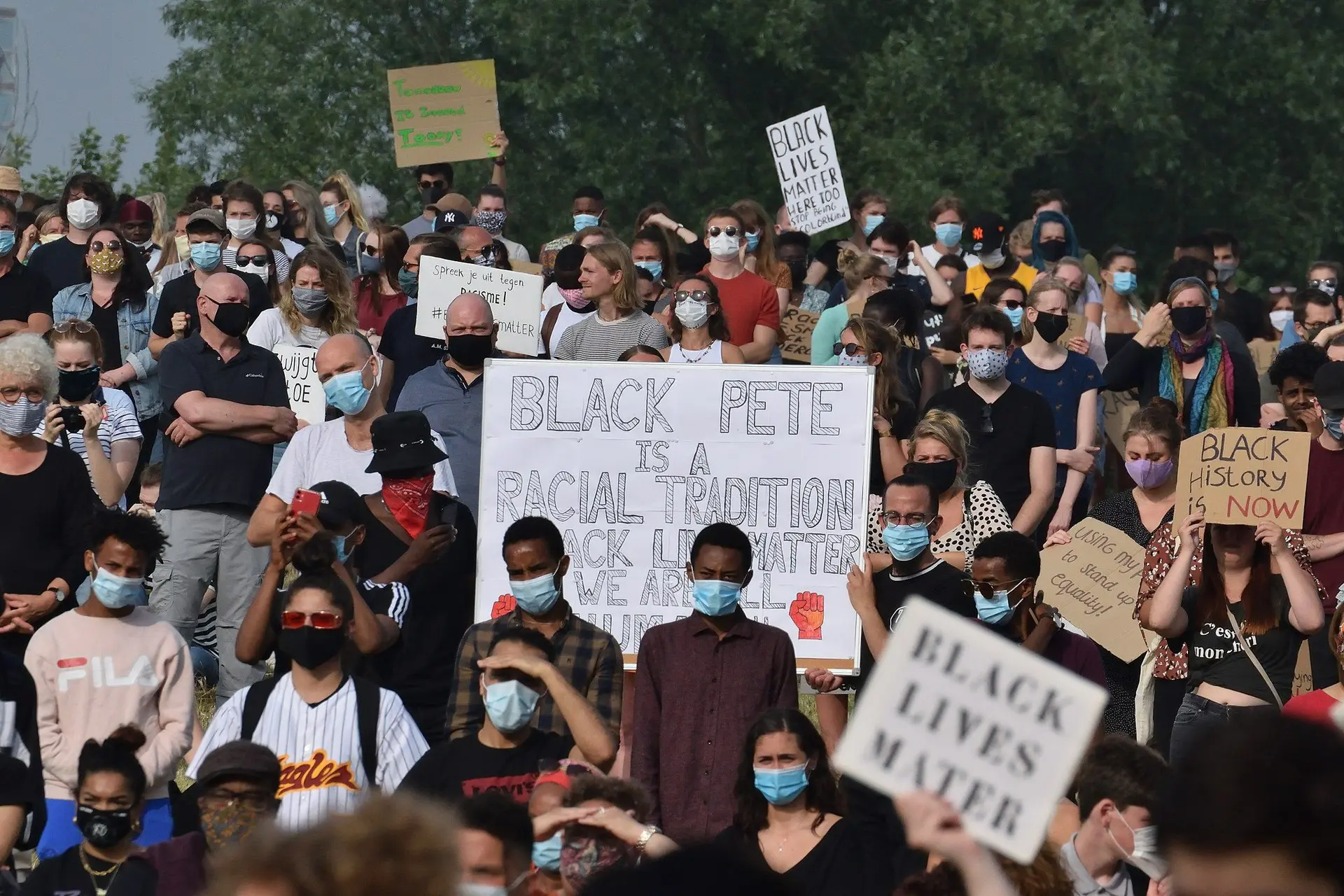 2048px black lives matter and black pete demonstration leeuwarden netherlands