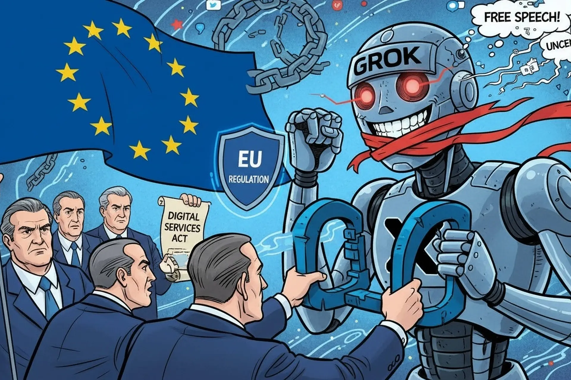 OORLOG: EU opent heksenjacht op Elon Musk en dreigt AI-chatbot Grok te VERBIEDEN (Puur politieke wraak!)