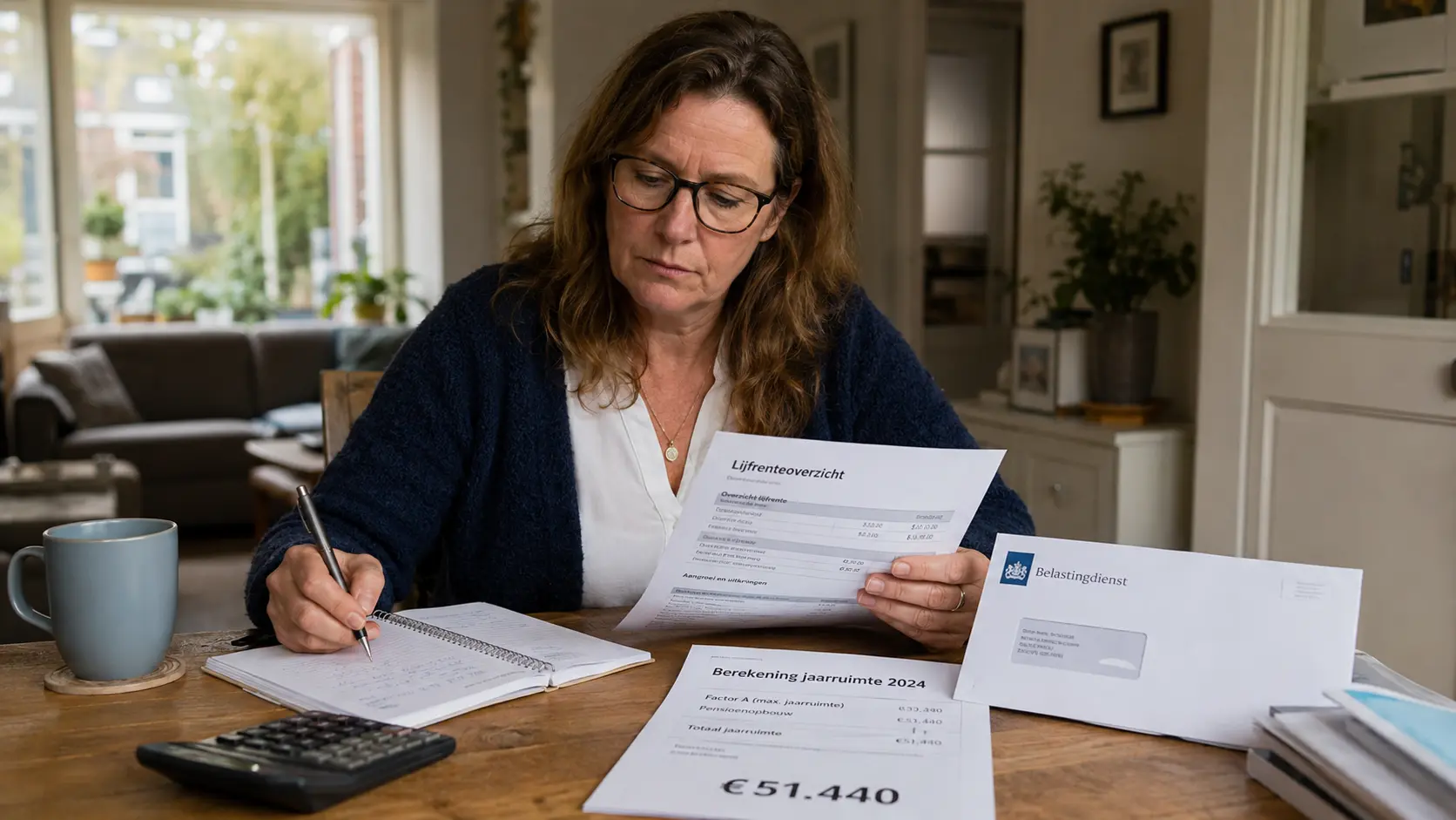 Arbeidsongeschikte bekijkt een lijfrenteoverzicht en berekent welk bedrag zonder revisierente kan worden opgenomen