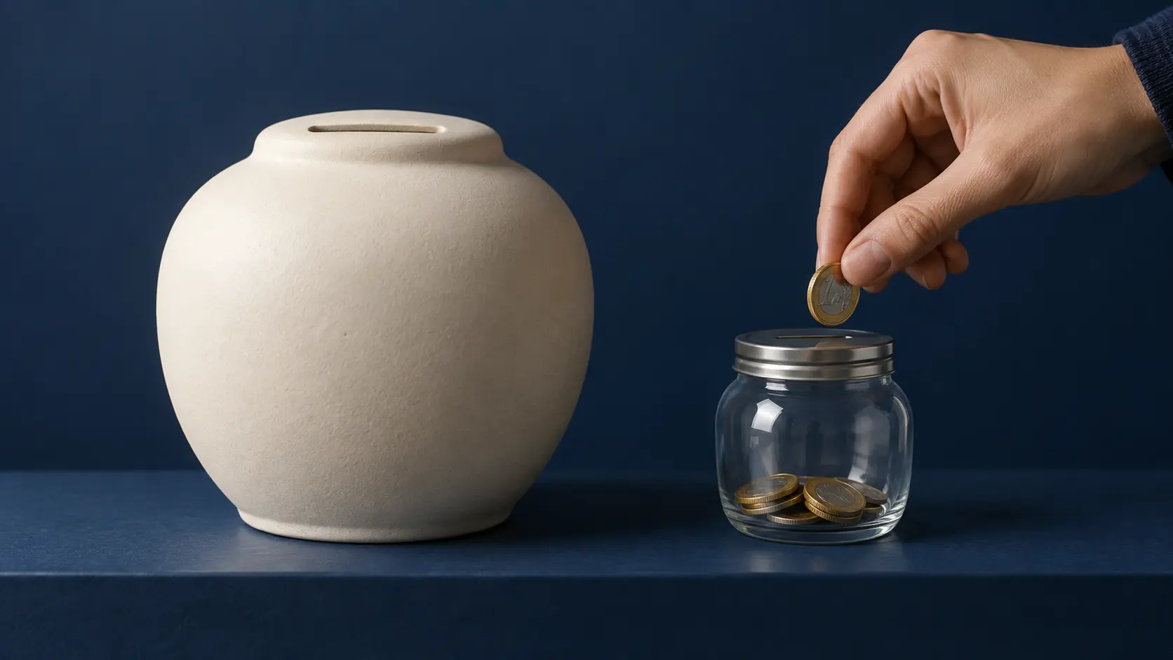 Conceptuele illustratie van twee spaarpotten, bij uitleg over de basisrente en bonusrente van bunq