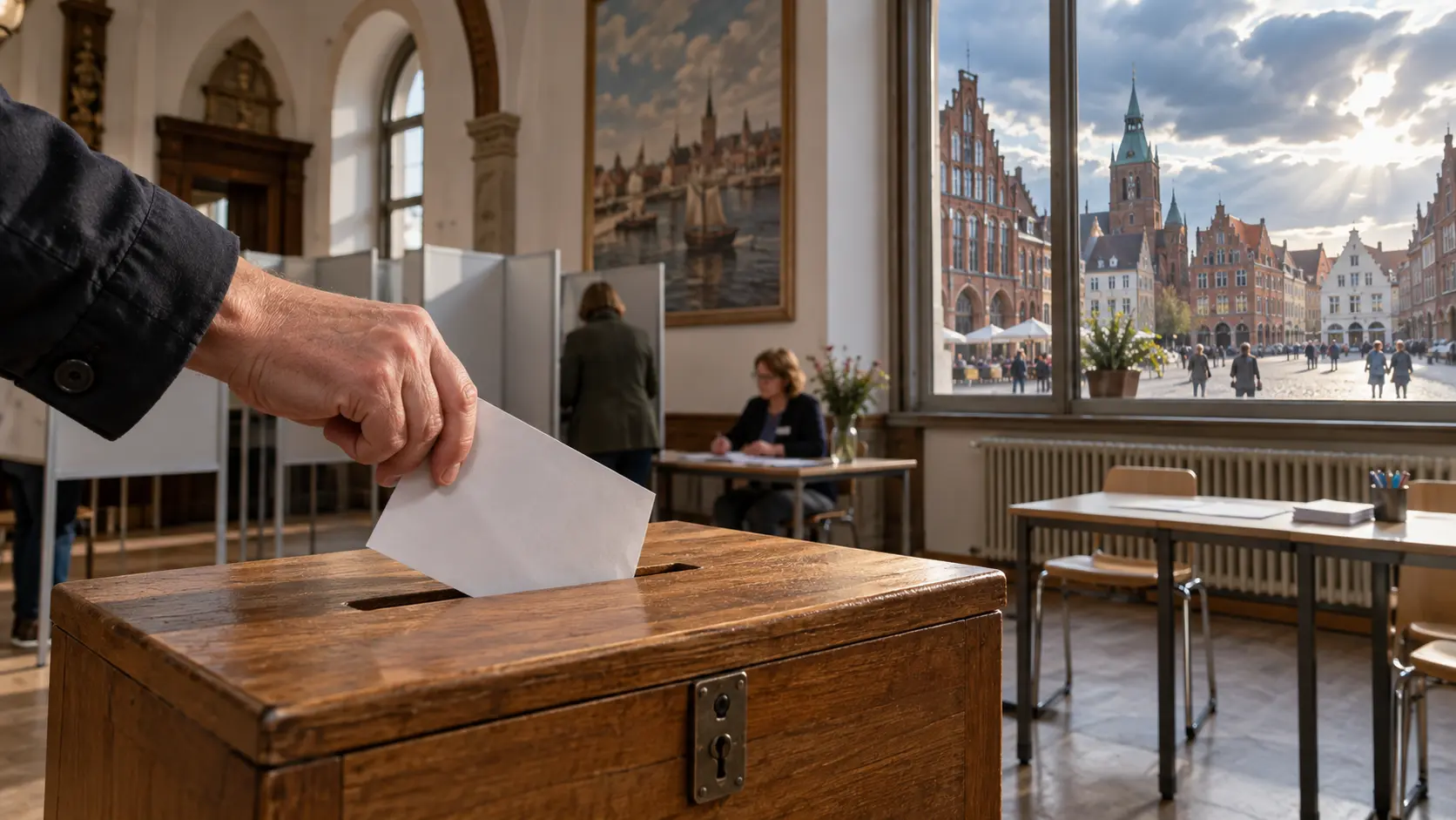 Kiezer brengt stem uit bij de deelstaatverkiezingen in Mecklenburg-Vorpommern.