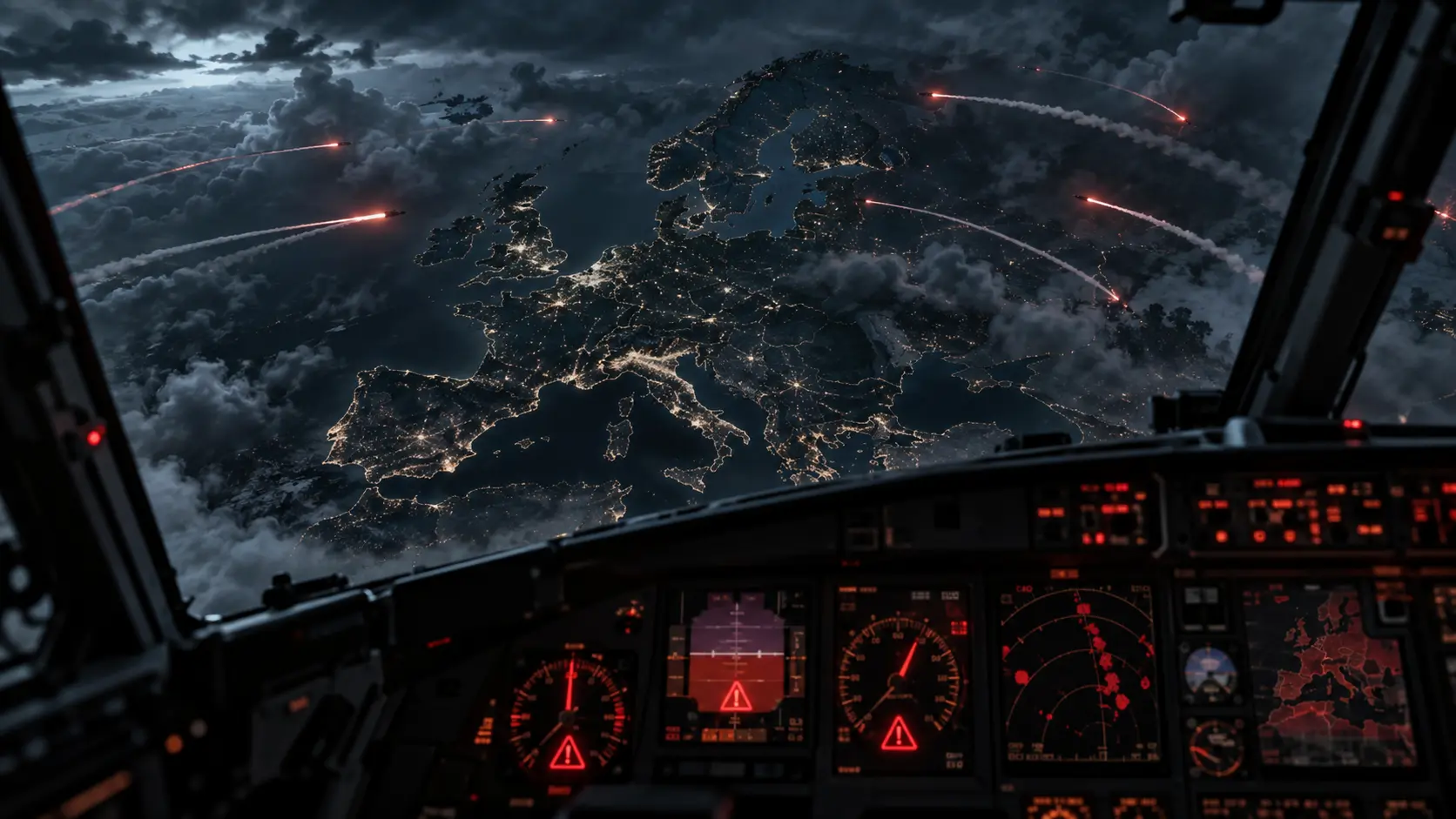 Geopolitieke crisis en dreigende oorlog in Europa als symbool voor de blinde vlucht naar escalatie.