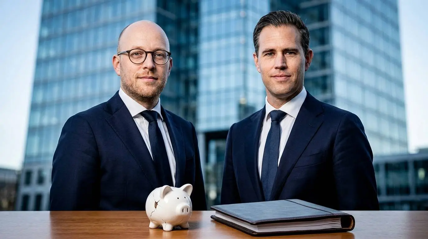 D66-staatssecretaris Eelco Eerenberg en VVD-minister Eelco Heinen van Financiën in Den Haag met belastingdossiers