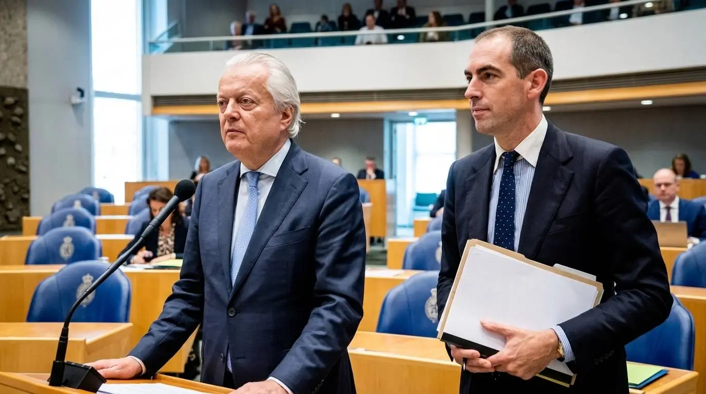 Waarnemend FVD-fractievoorzitter Ralf Dekker en FVD-Kamerlid Peter van Duijvenvoorde in de Tweede Kamer.