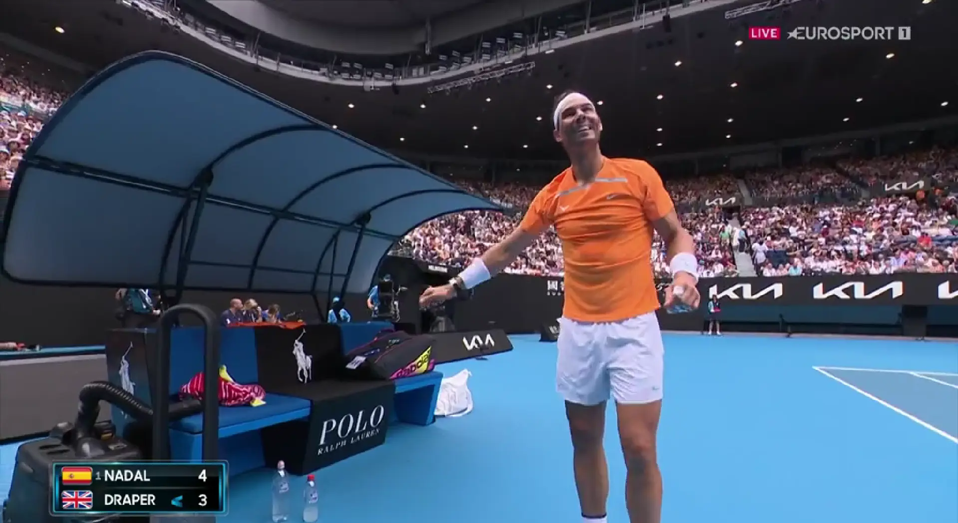 VIDEO: Bizarre moment Nadal's racquet goes missing with ball boy taking wrong one to stringer in hilarious scenes at Australian Open