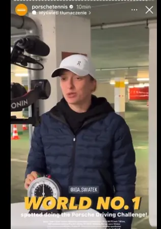 Vídeo - Swiatek demuestra una velocidad de locos en el Porsche Challenge: "Tan competitiva como en la pista de tenis"