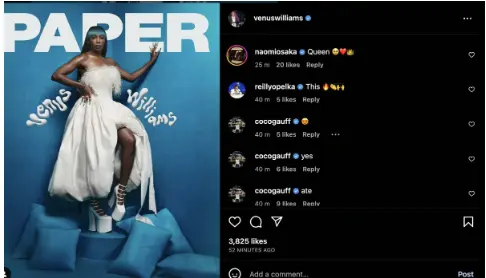 Osaka, Gauff and Opelka all gush over Venus Williams' new magazine cover