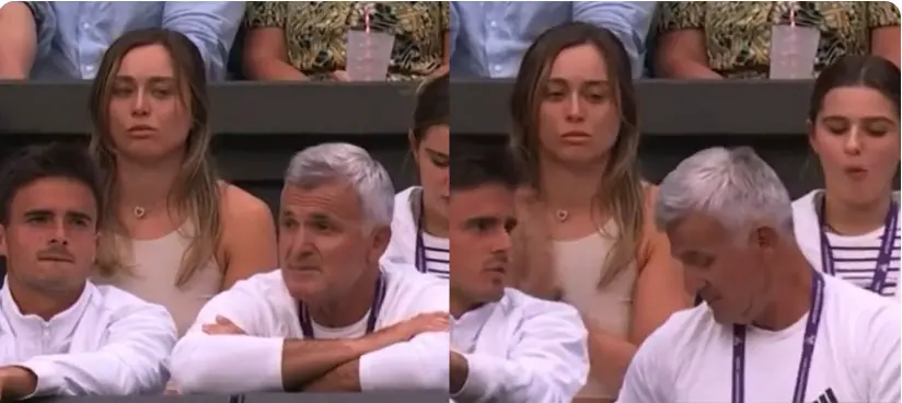 Badosa wirft Tsitsipas' Vater Apostolos während des Wimbledon-Spiels gegen Murray einen mürrischen Seitenblick zu