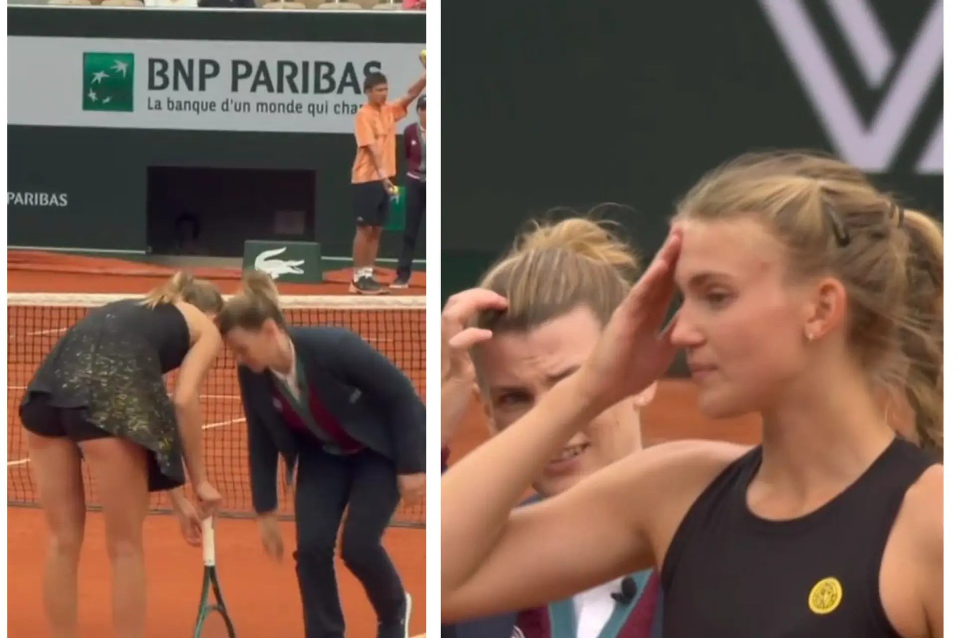 (VIDEO) Bizarre moment as Julia Avdeeva accidentally headbutted by umpire in Coco Gauff Roland Garros loss