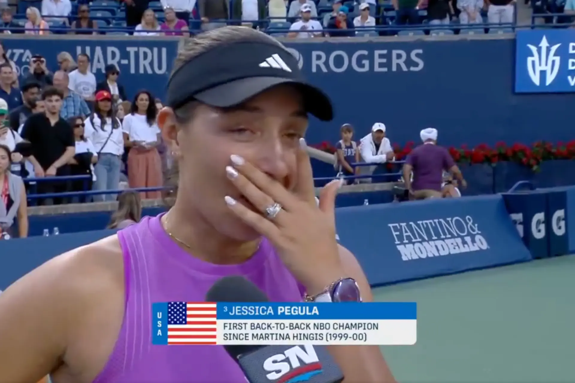 (VÍDEO) Jessica Pegula, a lágrima viva tras volver a ganar en Canadá tras un año muy complicado