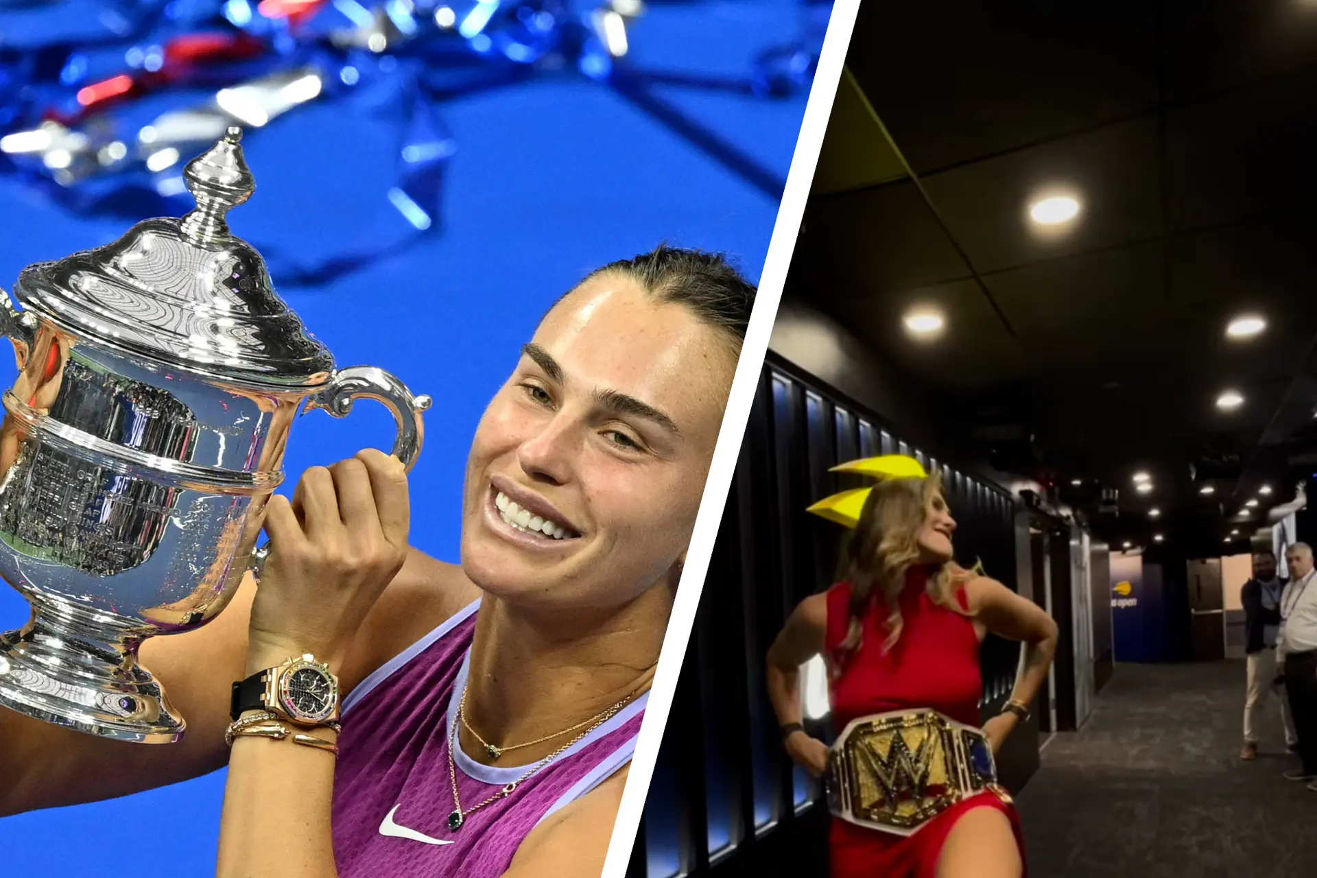 (VIDEO) Aryna Sabalenka zeigt eine unbezahlbare Reaktion, nachdem sie den WWE Championship Gürtel für ihren Sieg bei den US Open erhalten hat