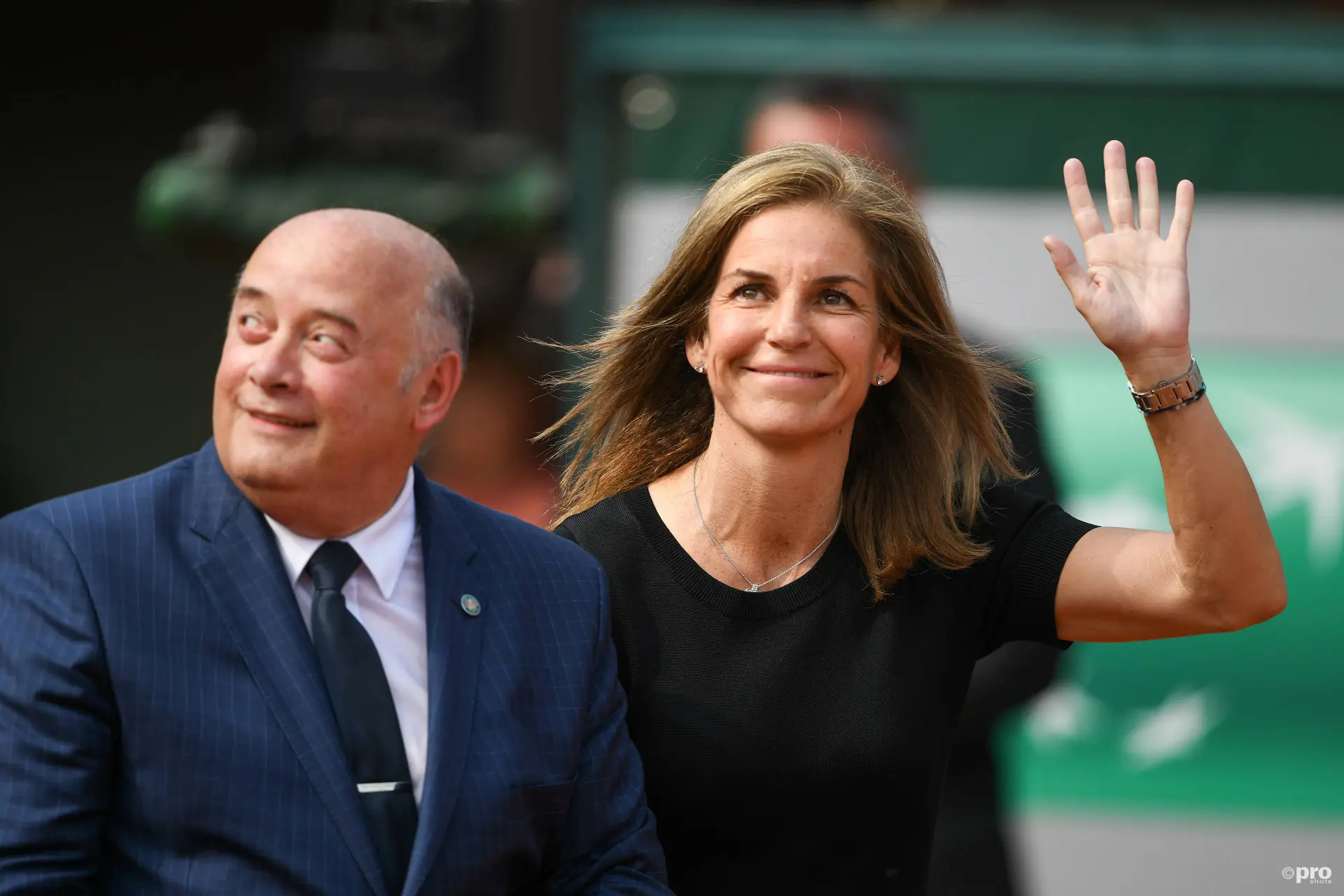 Arantxa Sánchez-Vicario at Roland Garros stands with French President.