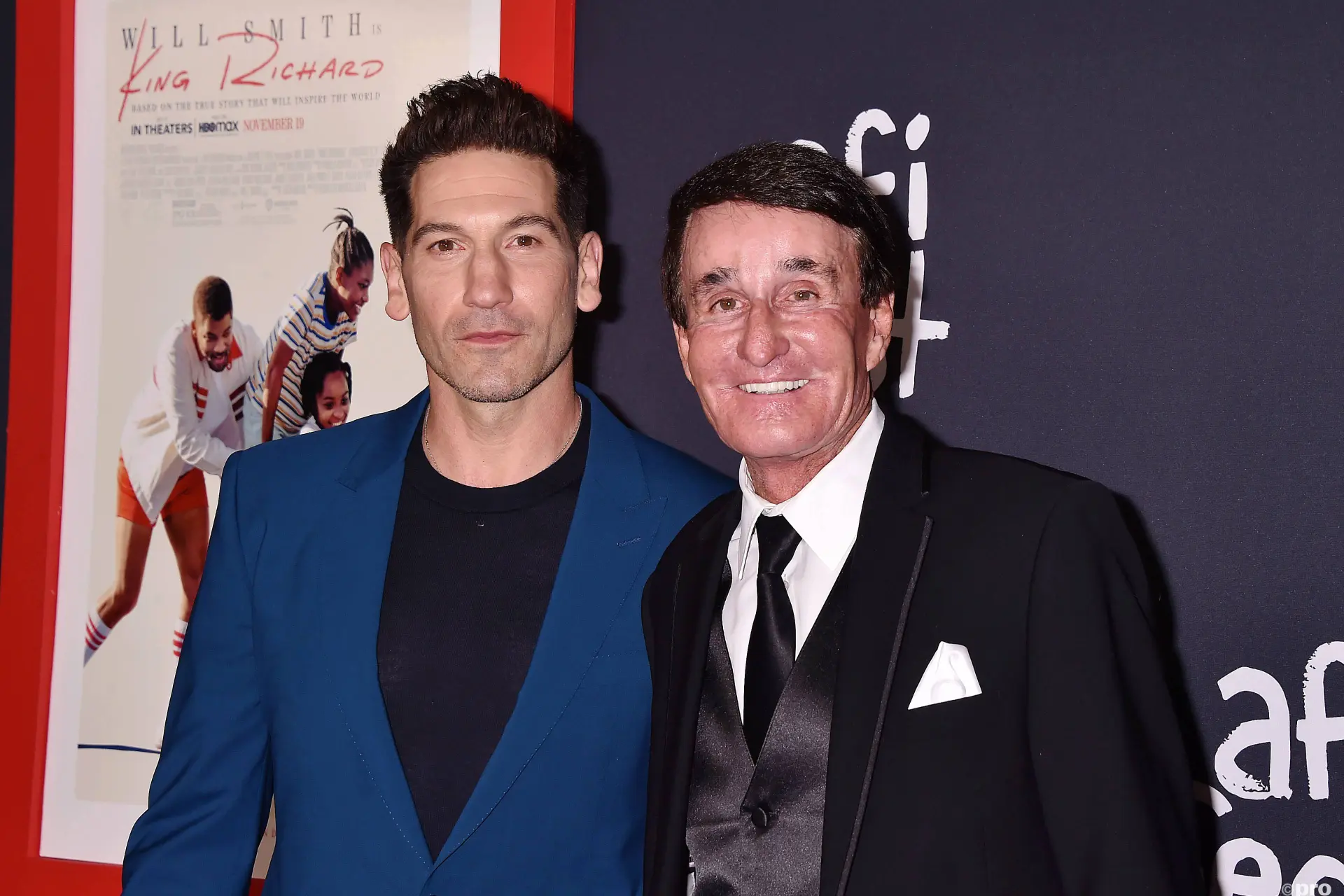 Actor Jon Bernthal and tennis coach Rick Macci attend the 2021 AFI Fest Closing Night Premiere of Warner Bros