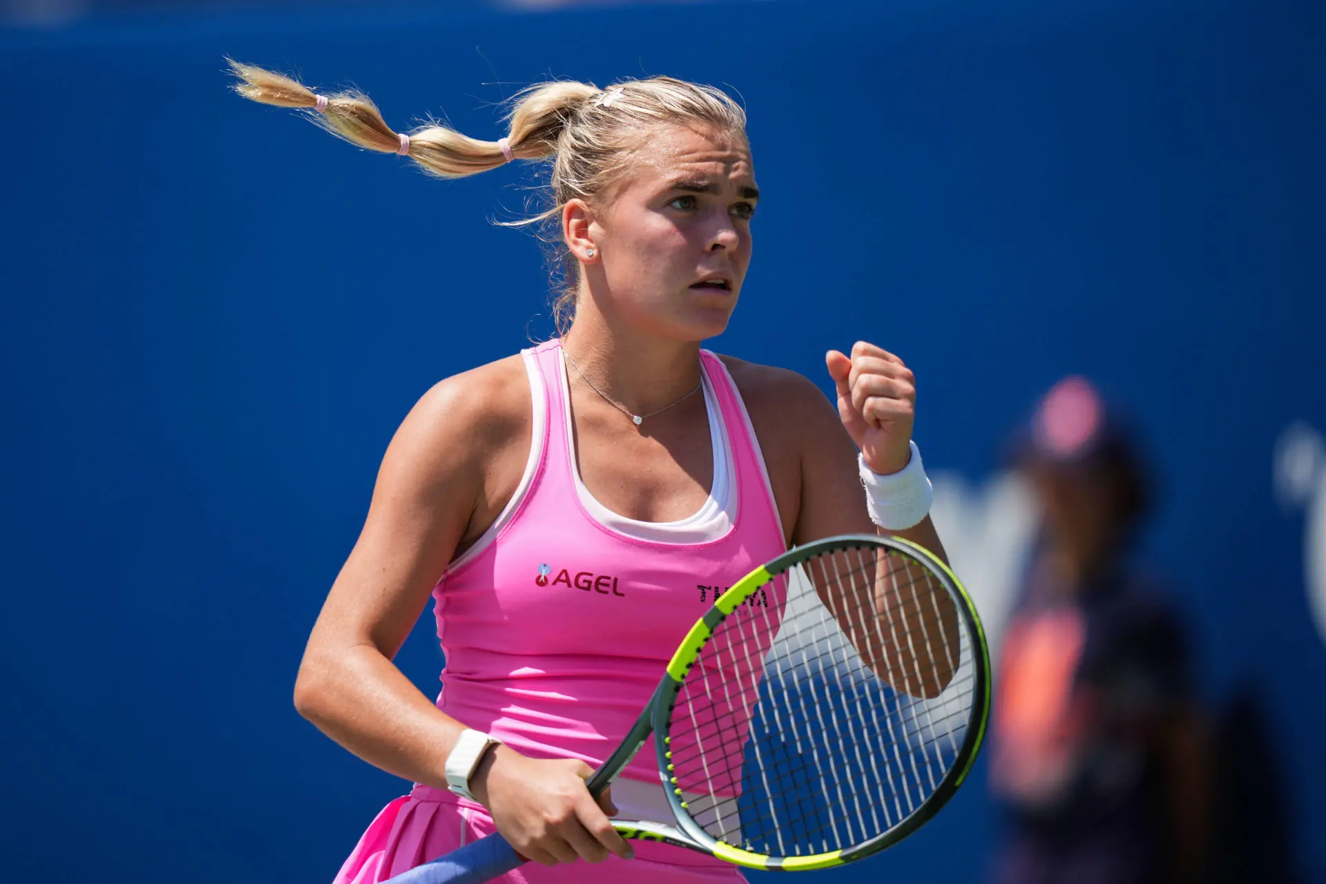 Sara Bejlek raises her fist at 2026 Cincinnati Open.