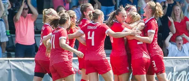 fc twente vrouwen vieren doelpunt ajax 2018