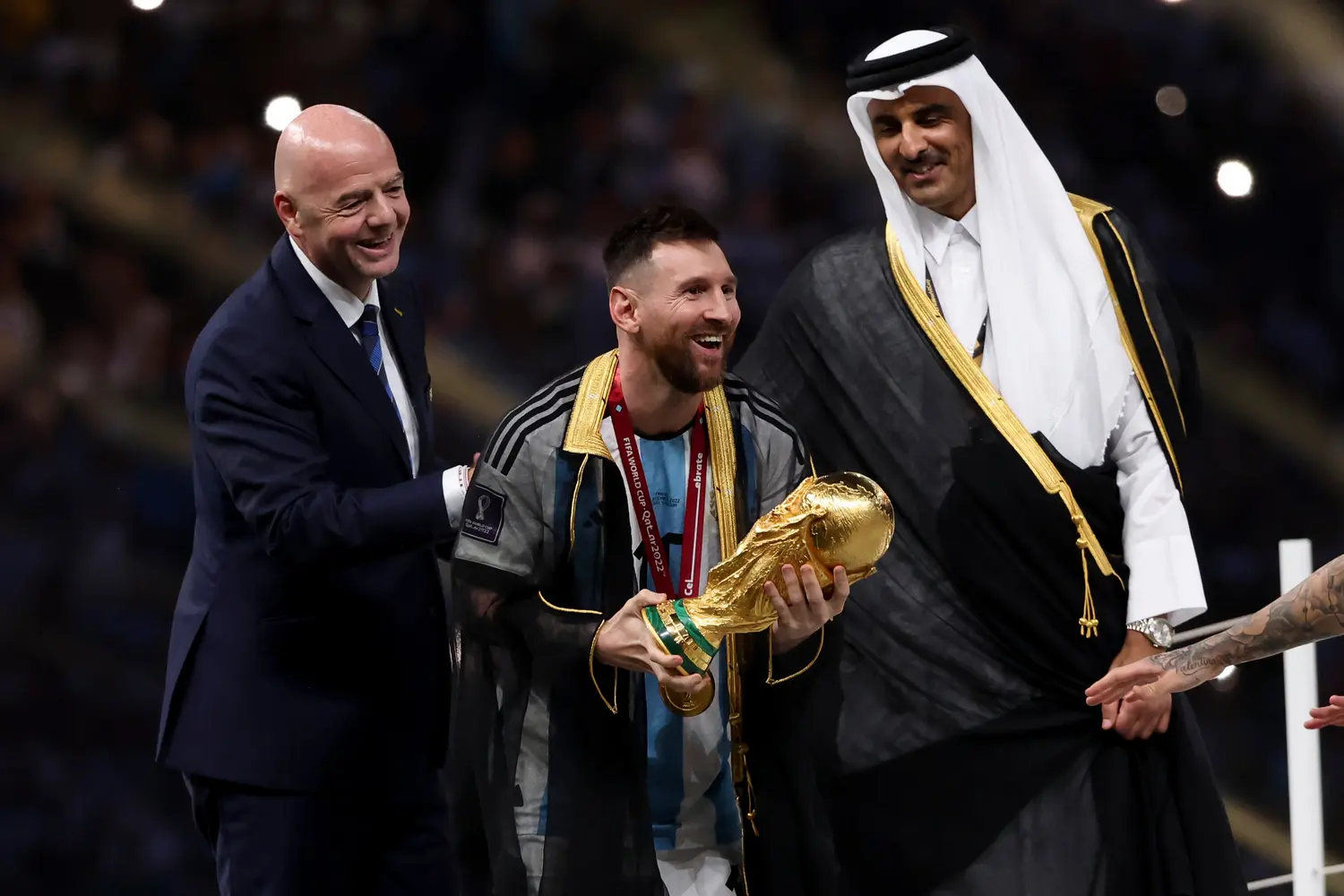 messi gianni infantino tamim bin hamad al thani 2022 wk