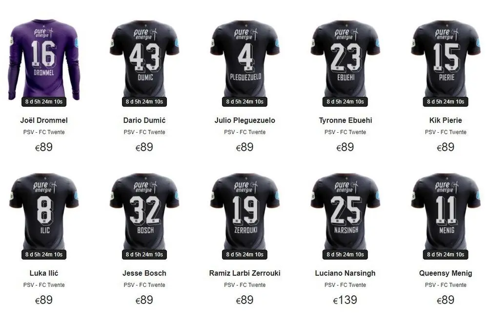 veiling uitshirts psv twente 2020 2021