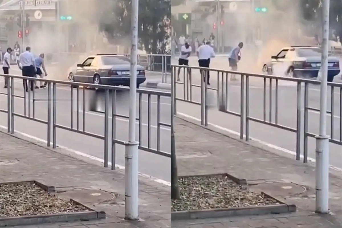 Brandblusser laten veranderen in een projectiel tijdens brand in Gelendzhik