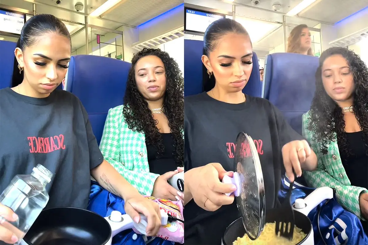 Noedels maken in de trein