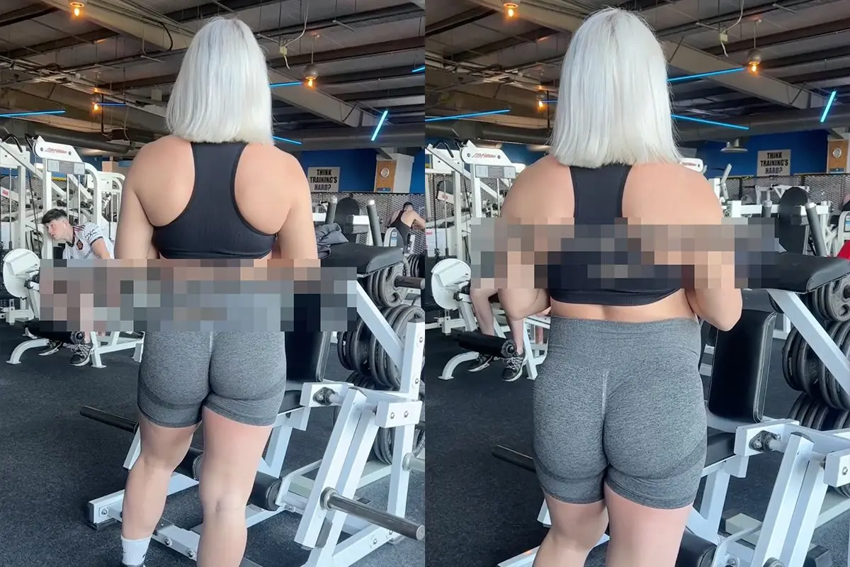 Mannen rennen weg als deze dame zich in de gym omdraait