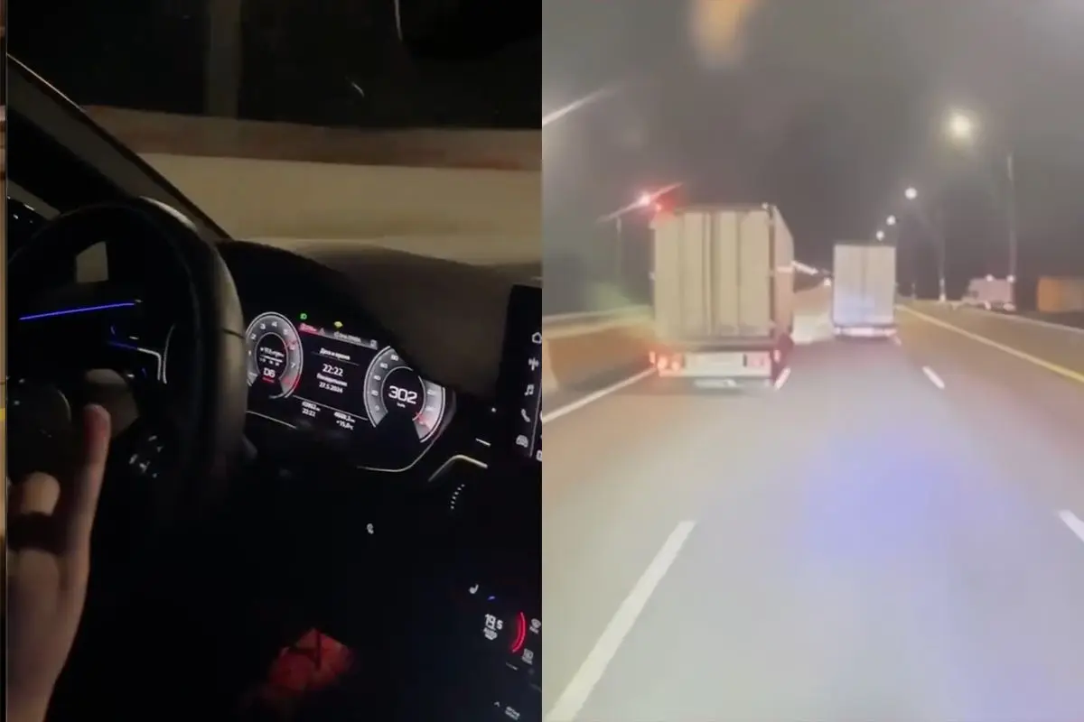 Virale beelden van Russische automobilist die zichzelf te pletter rijdt