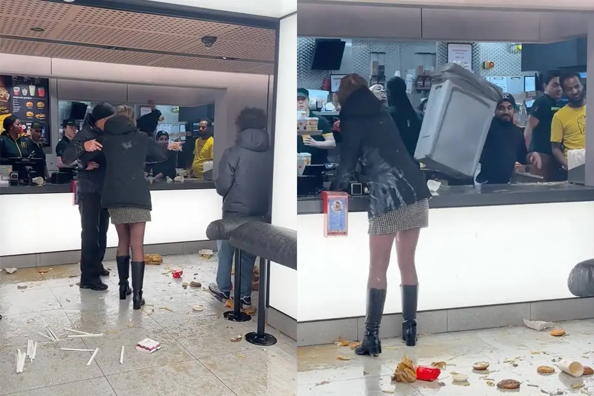 Voedselgevecht bij McDonalds Amsterdam