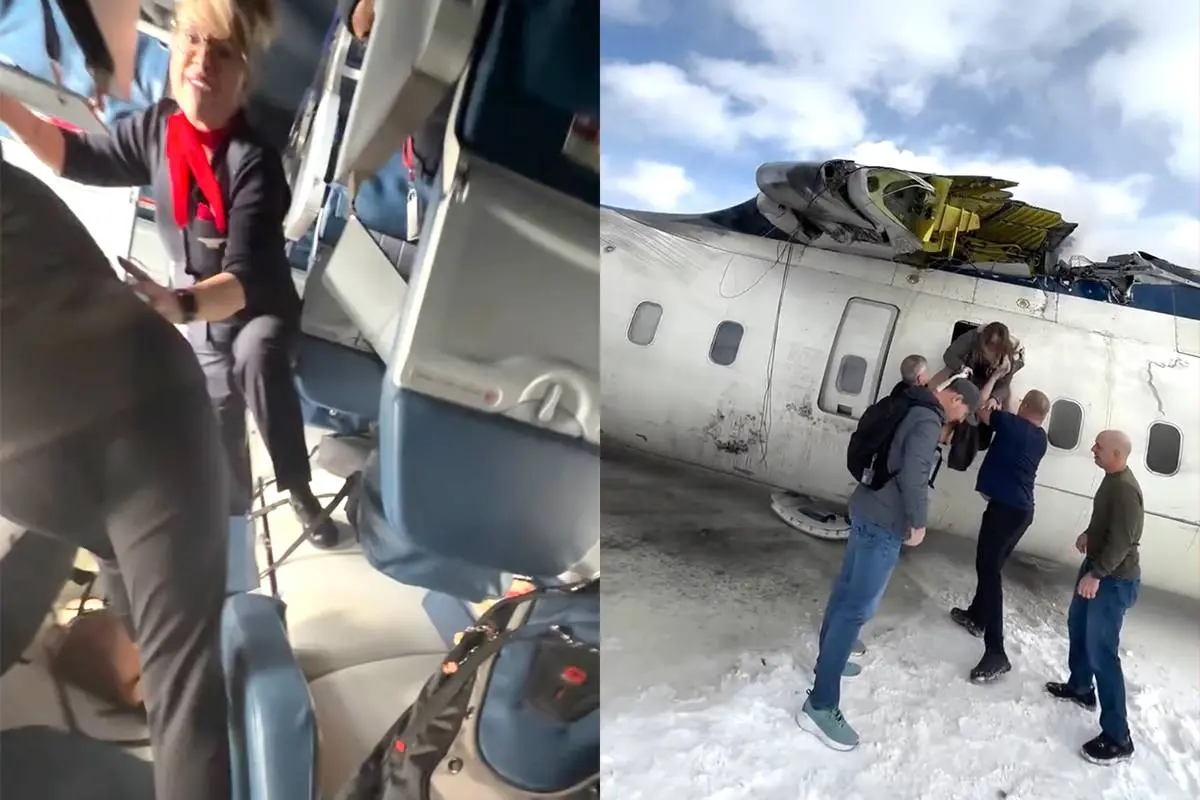 Beelden van passagier van vliegtuigongeluk in Toronto gaan viraal