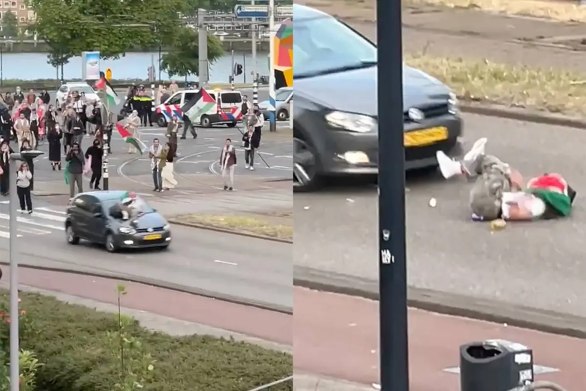 Pro-Palestinademonstrant aangereden op Coolsingel – beelden razendsnel viraal