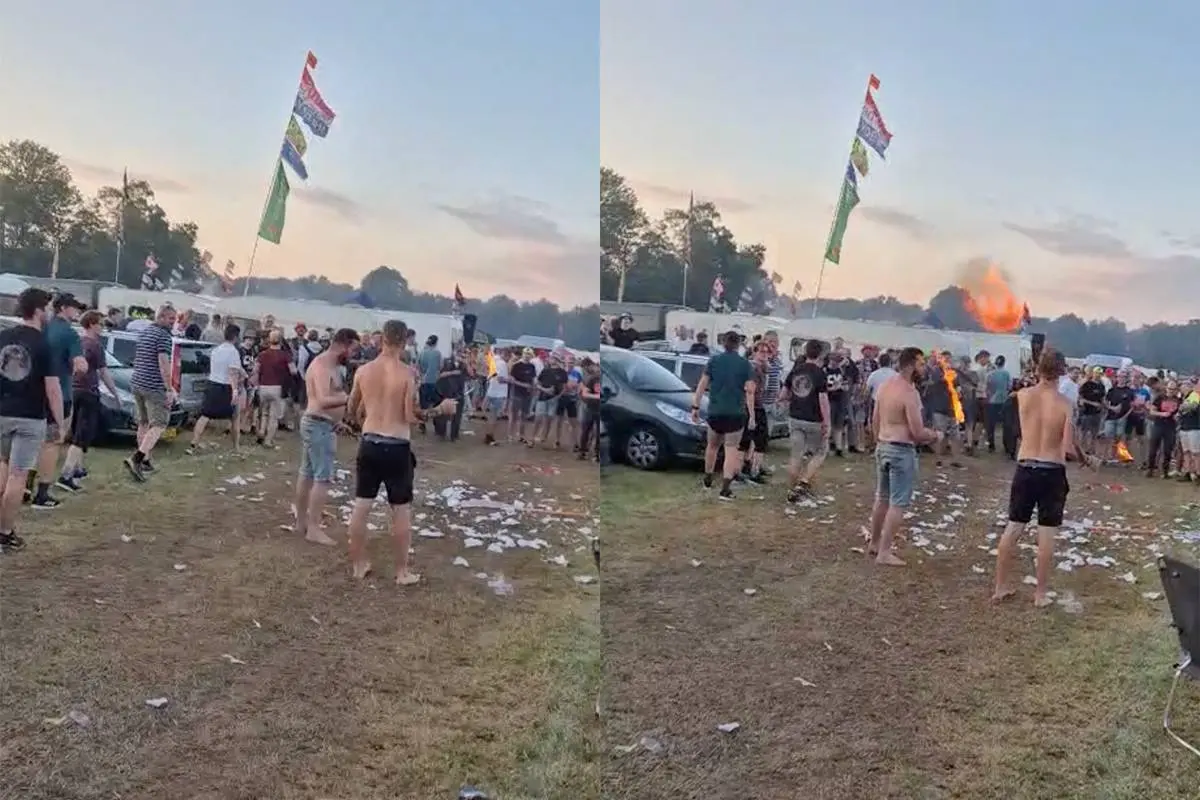 🔥 Amateur-vuurspuwer gaat letterlijk in vlammen op tijdens TT Camping "De Haar"