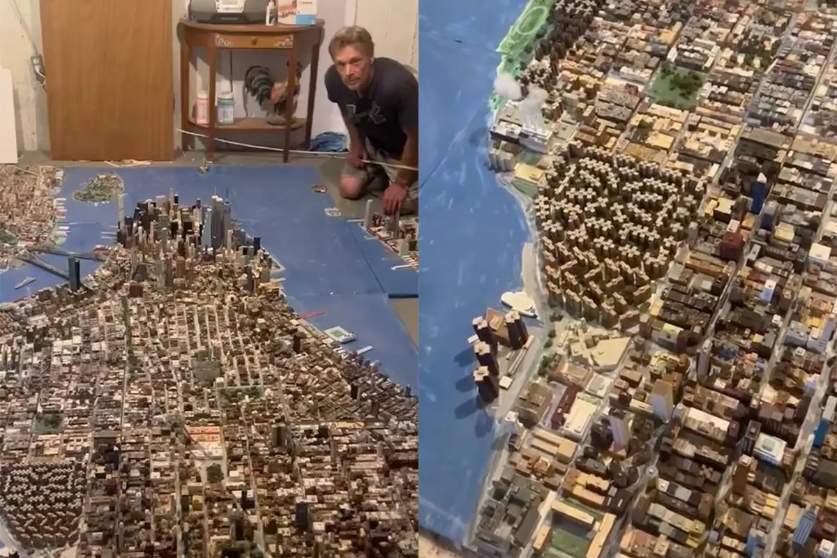 Man 21 jaar bezig om New York na te maken in hout