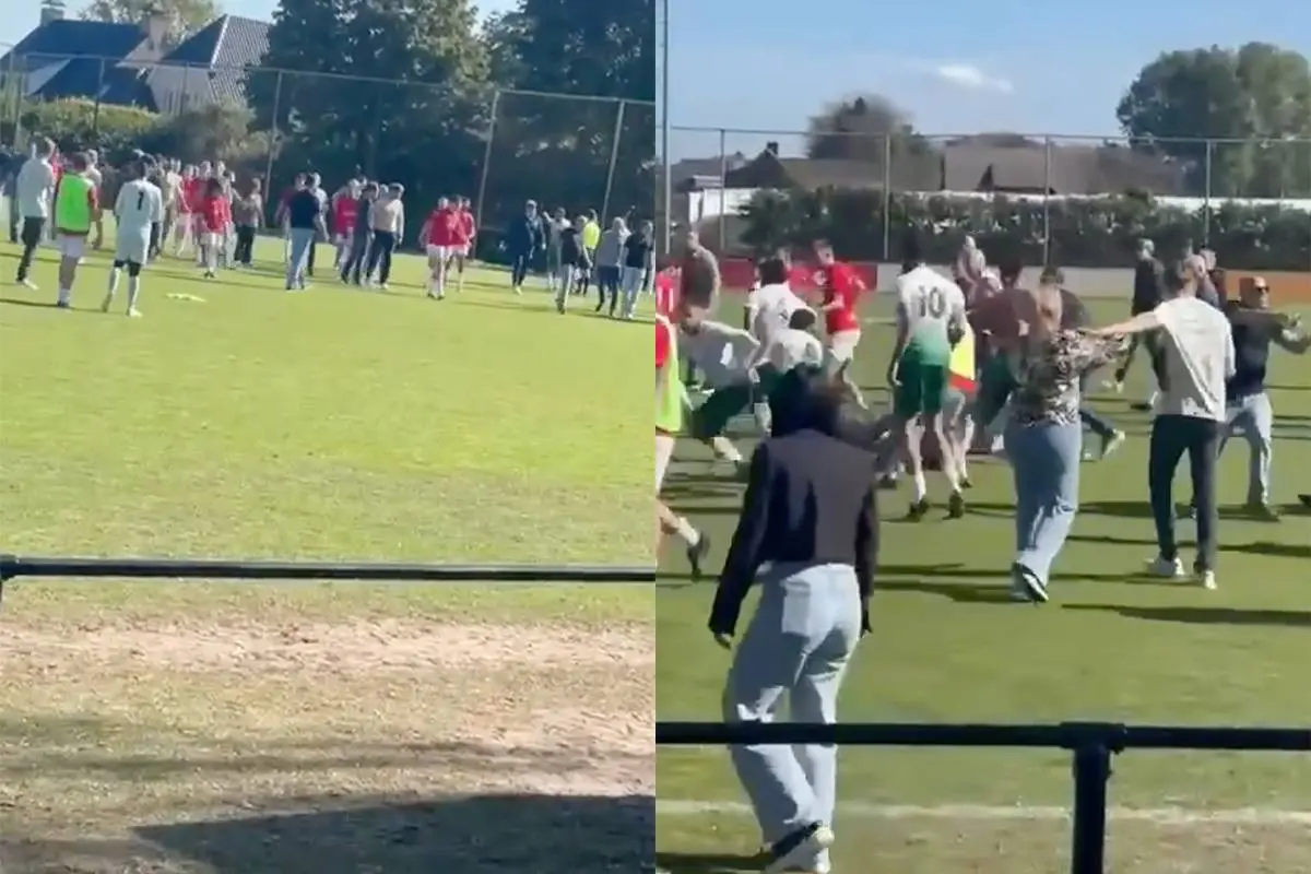 Massale vechtpartij bij voetbalwedstrijd in sint willebrord: veertig man op de vuist bij rood-wit tegen bsc